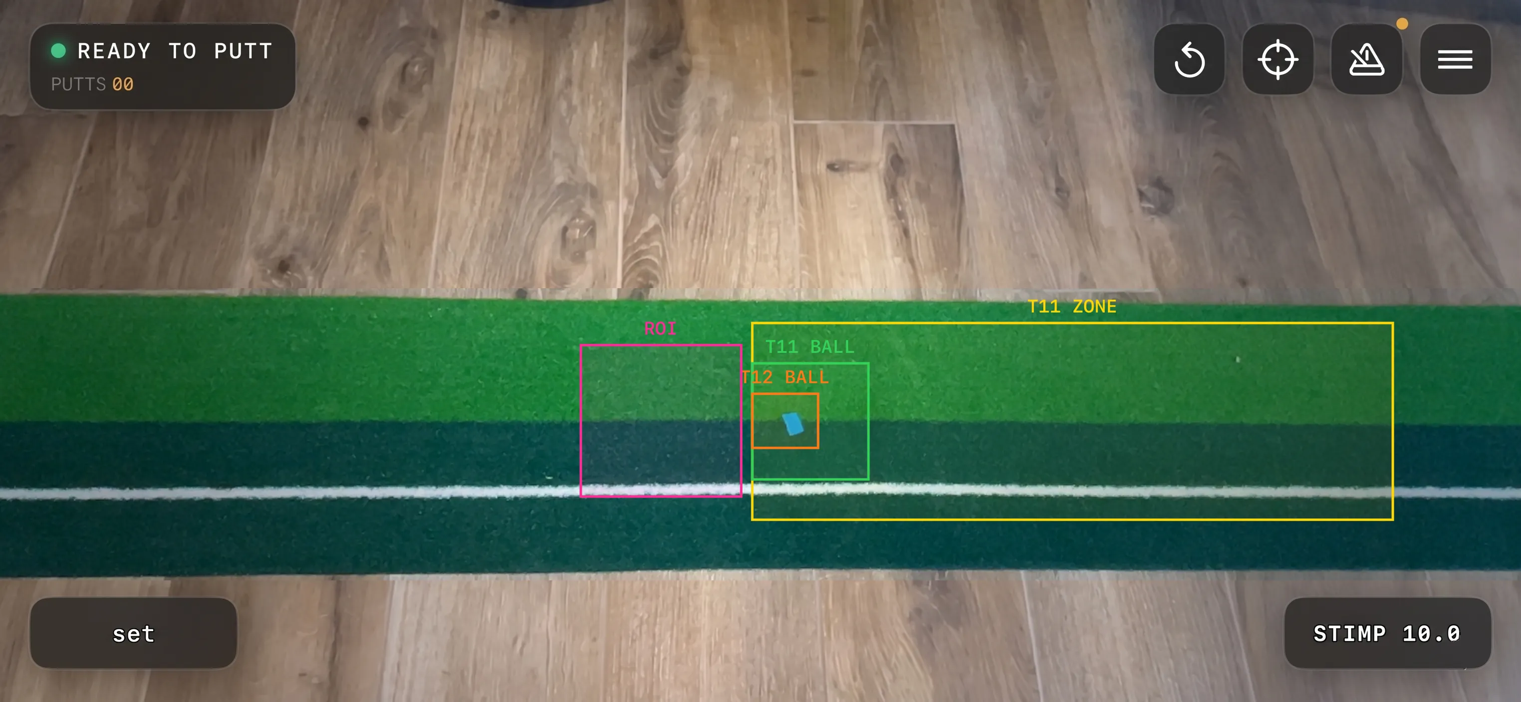 Tracking zone boxes locked onto the ball on the mat